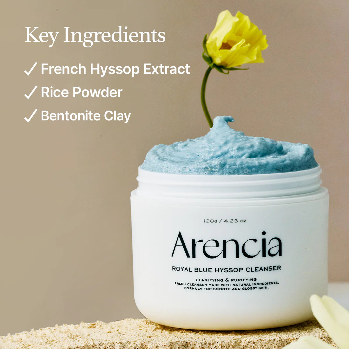 Arencia - Fresh Blue Hyssop Rice Mochi Cleanser, 120g - Tūfiti