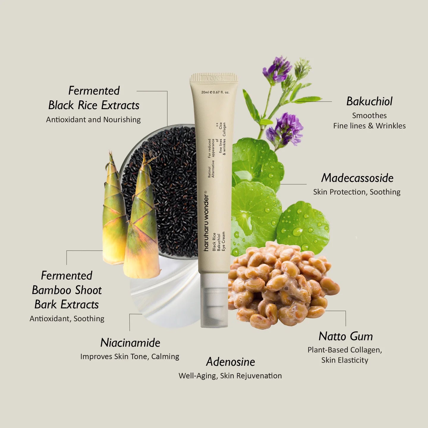 Haruharu WONDER - Black Rice Bakuchiol Eye Cream - 20ml - Tūfiti