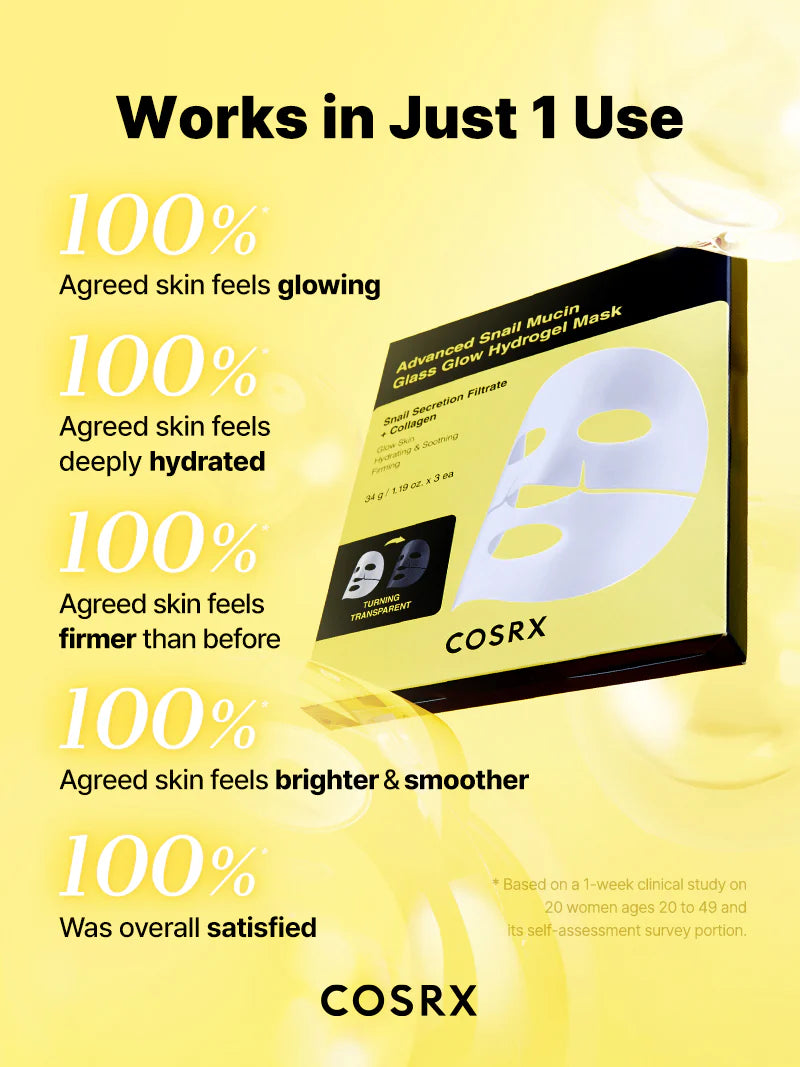 COSRX - Advanced Snail Mucin Glass Glow Hydrogel Mask - Tūfiti
