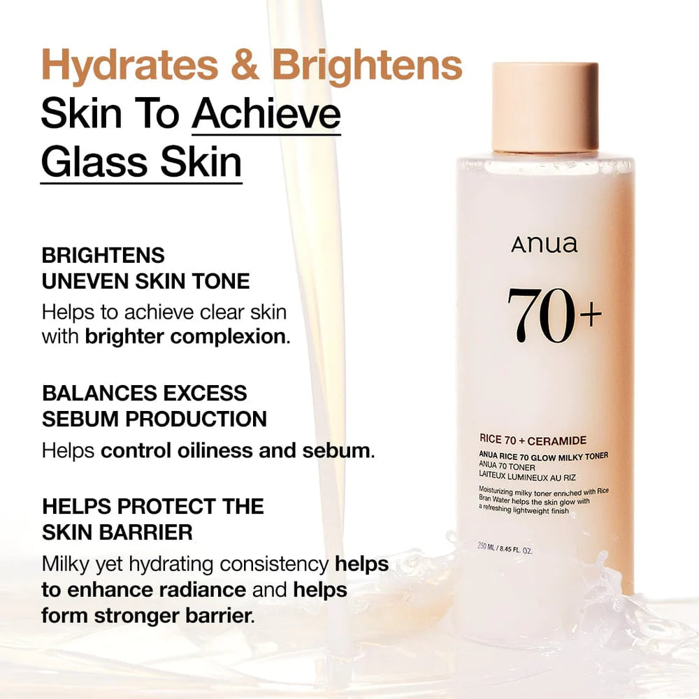 ANUA - Rice 70 Glow Milky Toner - 250ml - Tūfiti