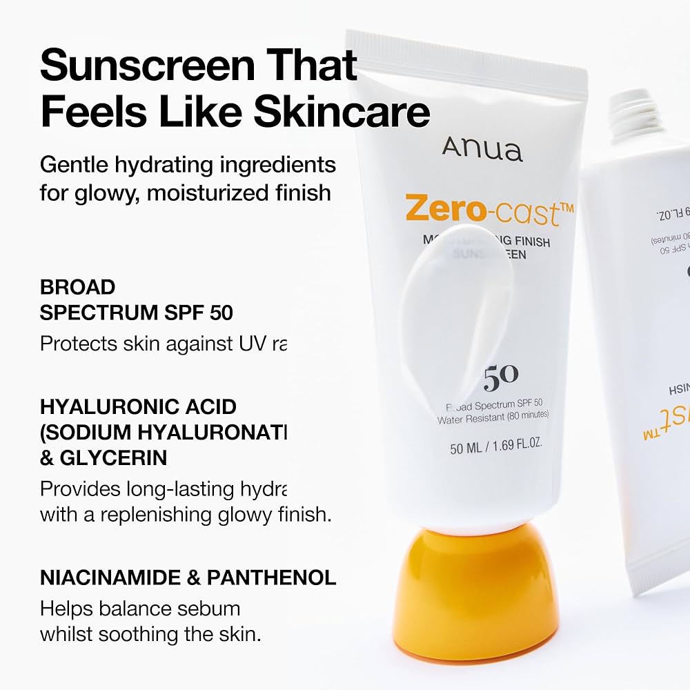 Anua - Zero-cast Moisturizing Finish Sunscreen, 50ml - Tūfiti