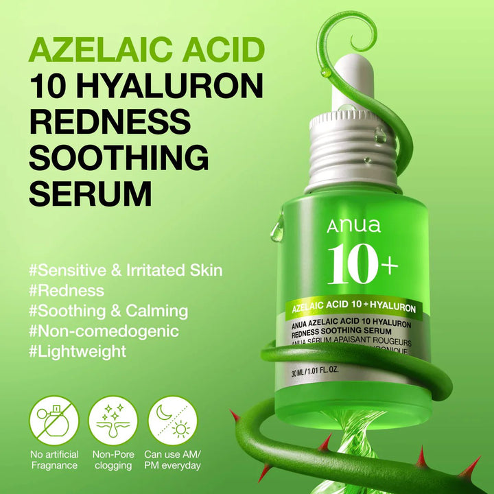 Anua – Azelaic Acid 10 Hyaluron Redness Soothing Serum, 30ml - Tūfiti
