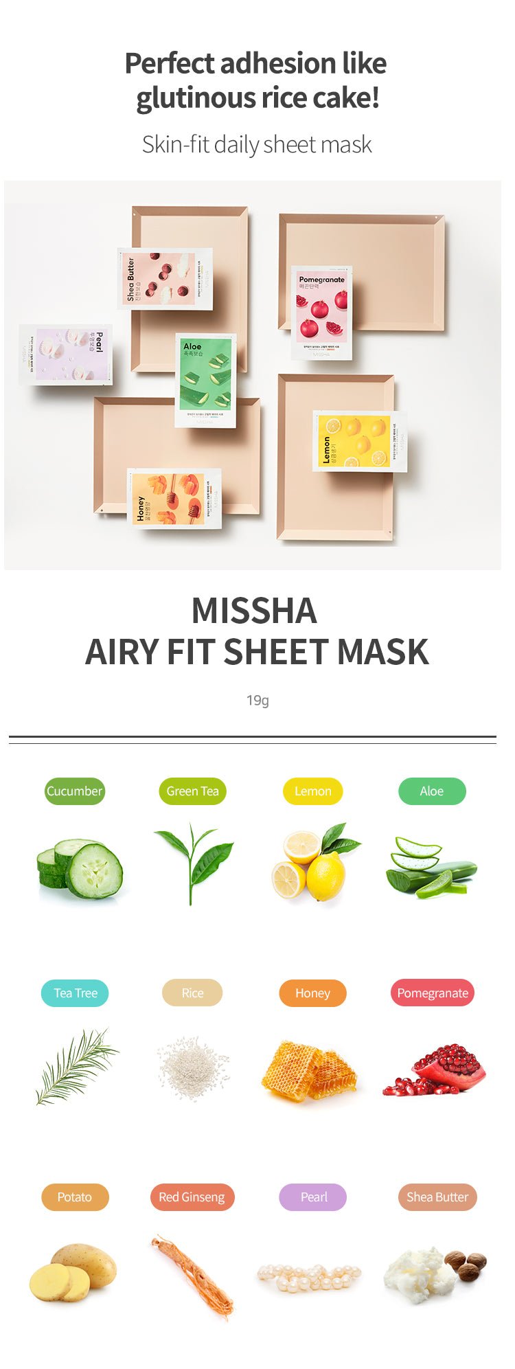 Missha - Airy Fit Aloe Sheet Mask, 19g - Tūfiti